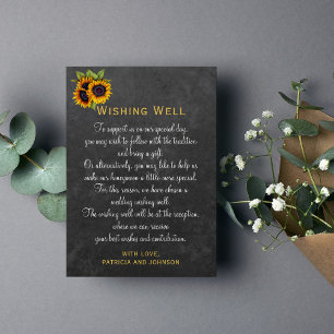 Carte D'accompagnement Wishing bien rustique tournesol chalkboard