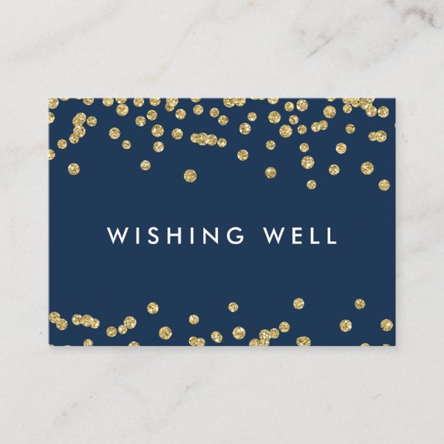 Carte D'accompagnement Wishing Well Gold Faux Parties scintillant Confett (Devant)
