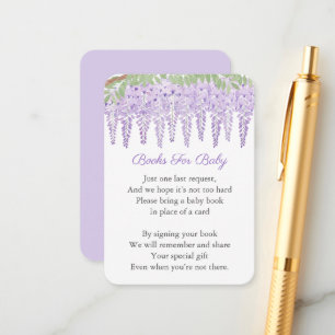 Carte D'accompagnement Wisteria Lavender Floral Book Demande Baby shower