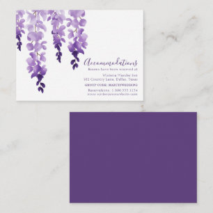 Carte D'accompagnement Wisteria Purple Floral Mariage Hôtel Hébergement