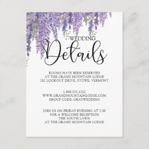 Carte D'accompagnement Wisteria tree violet pastel Mariage Détails