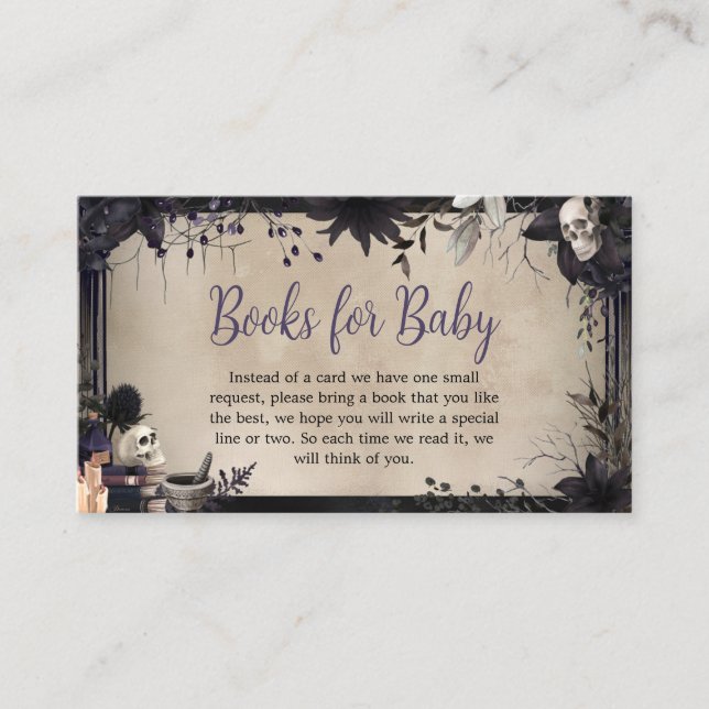 Carte D'accompagnement Witchy Gothic Halloween Baby showers Livres pour b (Devant)
