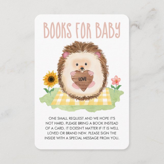 Carte D'accompagnement Woodland Animal Hedgehog Picnic Books for Baby Enc (Devant)