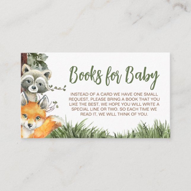 Carte D'accompagnement Woodland Animals Forest Baby showers Livres pour b (Devant)