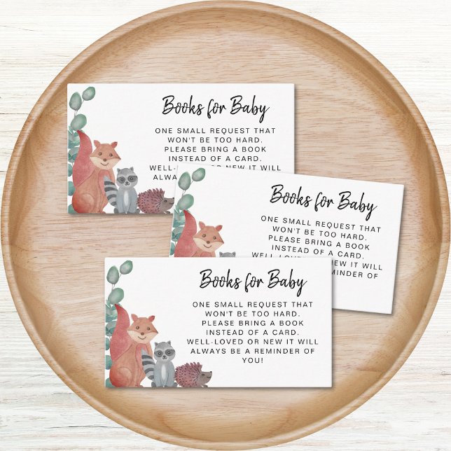 Carte D'accompagnement Woodland Animals Livres Pour Baby Baby shower (Créateur téléchargé)