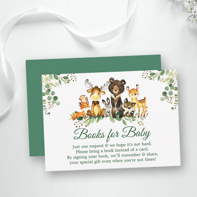 Carte D'accompagnement Woodland Animaux Baby showers Livres pour Baby Car (Customize to change text color, style, text size or color of back of card.)