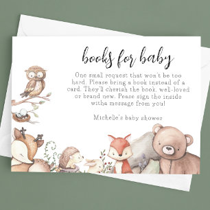 Carte D'accompagnement Woodland Animaux Livres Pour Baby shower