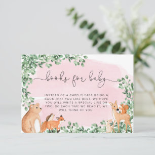 Carte D'accompagnement Woodland Animaux Rose Livre Demande Insertion Cart