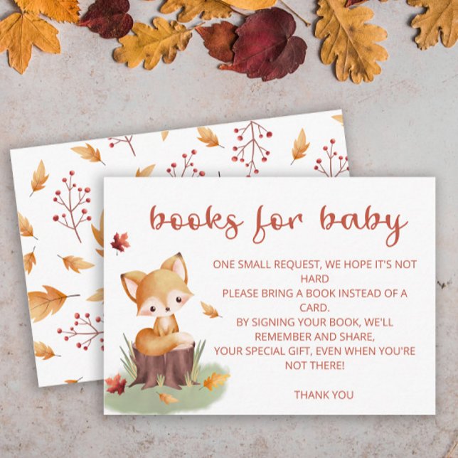 Carte D'accompagnement Woodland Autumn Baby Fox livres pour billet bébé (Créateur téléchargé)