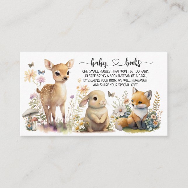 Carte D'accompagnement Woodland Baby shower I Anniversaire Demande de rés (Devant)