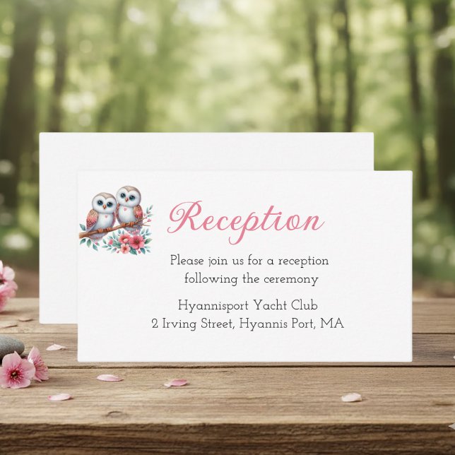 Carte D'accompagnement Woodland Boho Rustic Owl Wedding Reception (Créateur téléchargé)