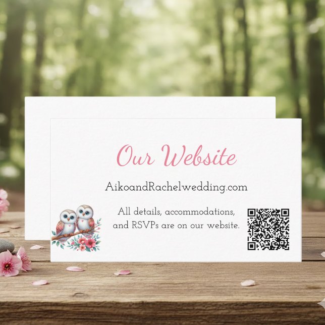 Carte D'accompagnement Woodland Boho Rustic Owl Wedding Website  (Créateur téléchargé)