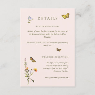 Carte D'accompagnement Woodland Boho Vintage Botanique Mariage Détails