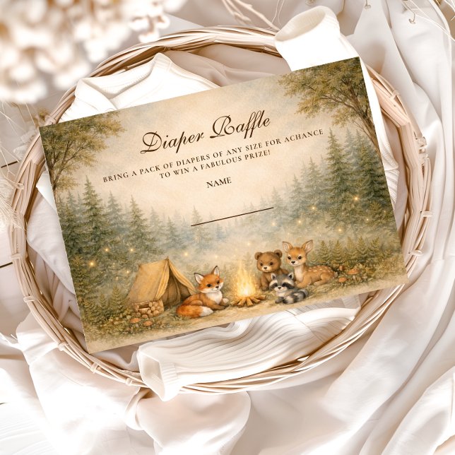 Carte D'accompagnement Woodland Campfire Diapper Raffle (Créateur téléchargé)