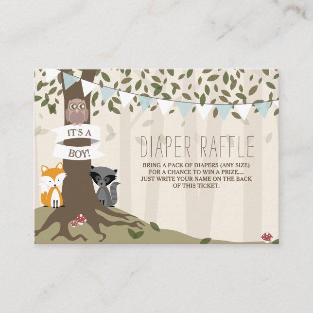 Carte D'accompagnement Woodland Créations Baby Boy Diaper Raffle (Devant)