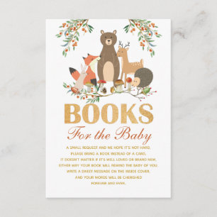 Carte D'accompagnement Woodland Deer Bear Gold Floral Livres pour bébé