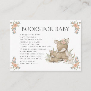 Carte D'accompagnement Woodland Deer Fawn Floral Girl Baby shower Livres
