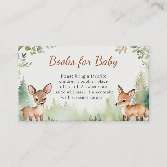 Carte D'accompagnement Woodland Deer Forest Baby Shower Books for Baby (Devant)