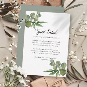Carte D'accompagnement Woodland Eucalyptus Greenery Détails du Mariage