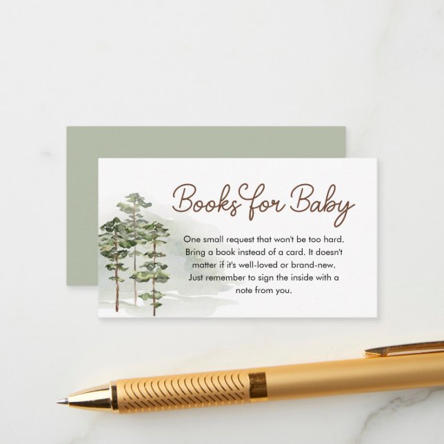 Carte D'accompagnement Woodland Forest Baby shower Livres Baby (Devant/Arrière en situation)