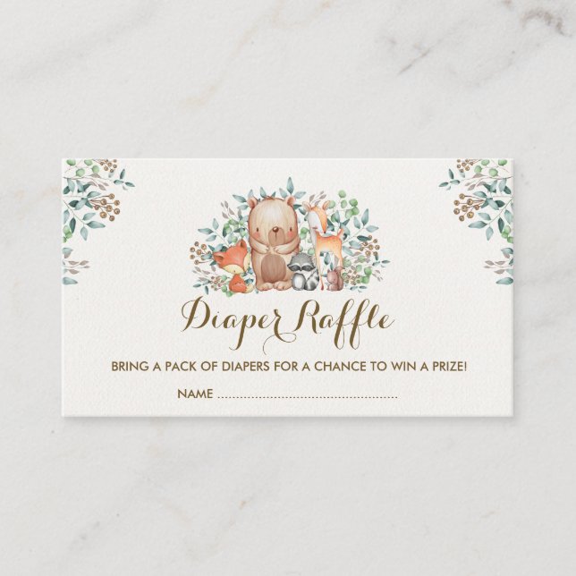 Carte D'accompagnement Woodland Forest Bébé Animaux Repas de couches Bill (Devant)