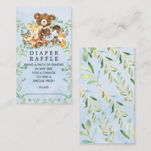Carte D'accompagnement Woodland Friends Boys Diaper Raffle Ticket
