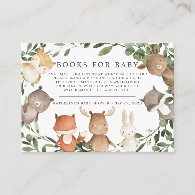 Carte D'accompagnement Woodland Friends Livres For Baby Baby shower Card (Devant)