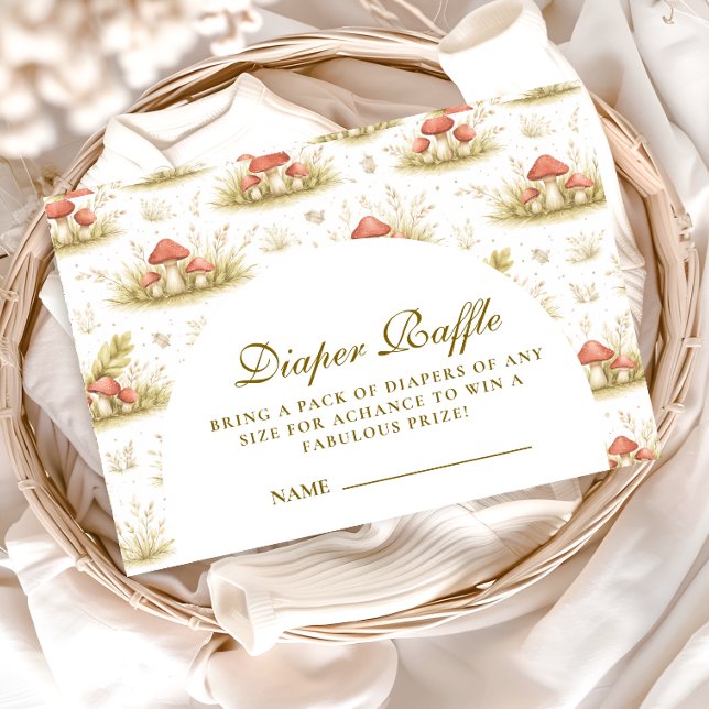 Carte D'accompagnement Woodland Mushroom Storybook  Diapper Raffle (Créateur téléchargé)