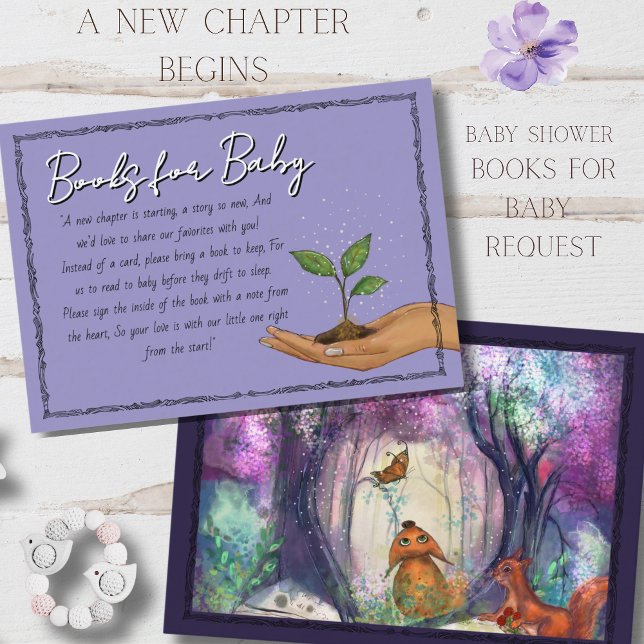 Carte D'accompagnement Woodland Purple Forest Books for Baby Request  (Woodland Purple Forest Books for Baby Request Enclosure Card)