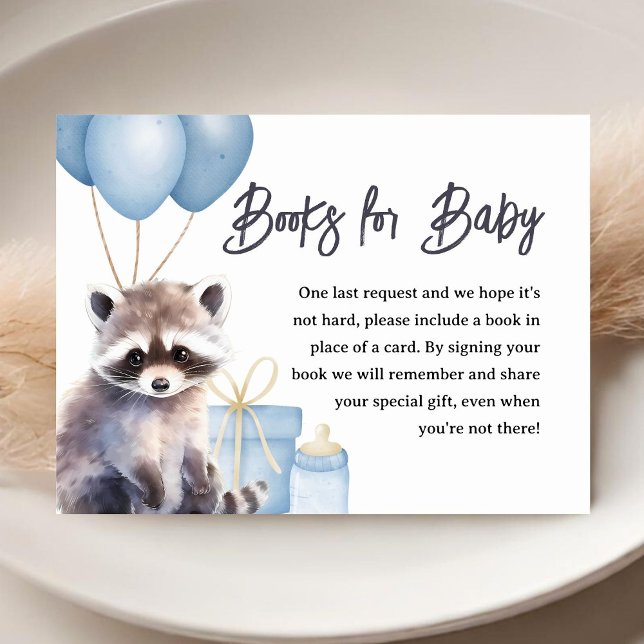 Carte D'accompagnement Woodland Raccoon Baby shower Livres Pour Bébé (Créateur téléchargé)
