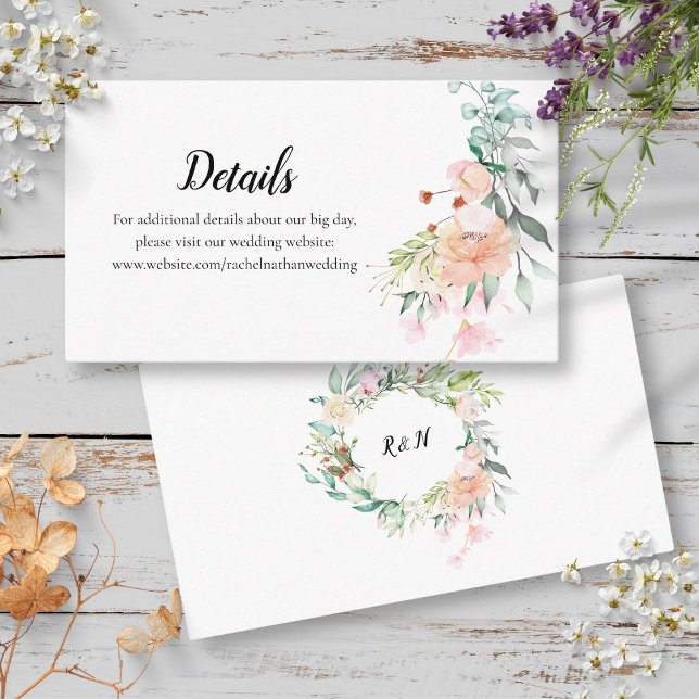 Carte D'accompagnement Woodland Rose Greenery Floral Détails du Mariage (Woodland Roses Greenery Floral Wedding Details Enclosure Card)