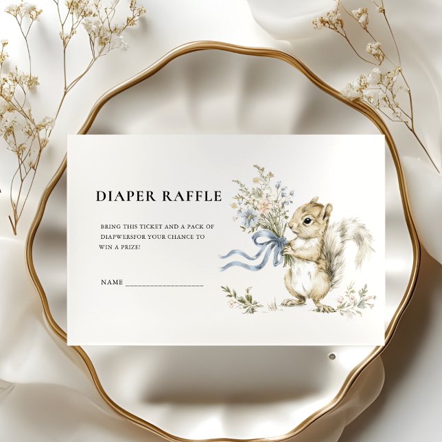 Carte D'accompagnement Woodland Squirrel Diaper Raffle Baby Shower Card (Créateur téléchargé)