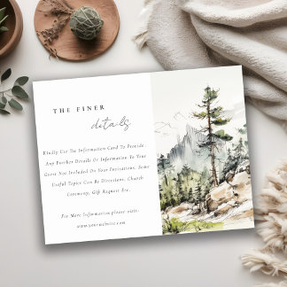 Carte D'accompagnement Woods Mountain Landcape Sketch Détails du Mariage