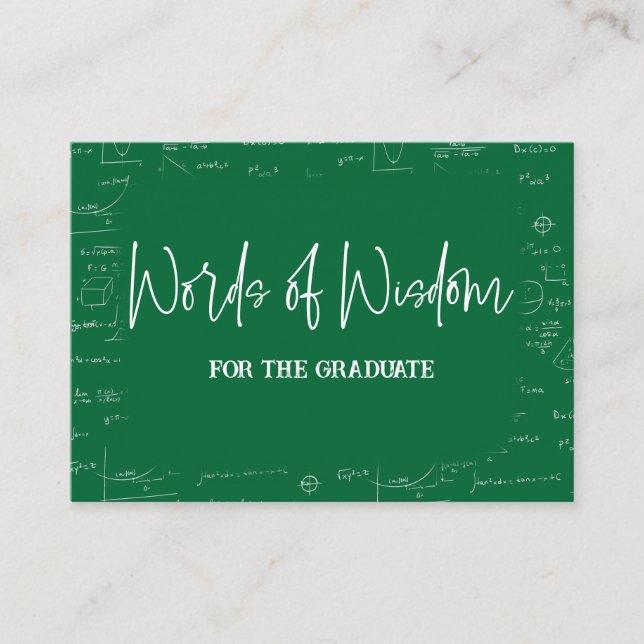 Carte D'accompagnement Words of Wisdom Green Math Graduation Advice (Devant)