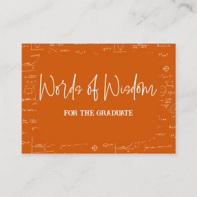 Carte D'accompagnement Words of Wisdom Orange Math Graduation Advice (Devant)