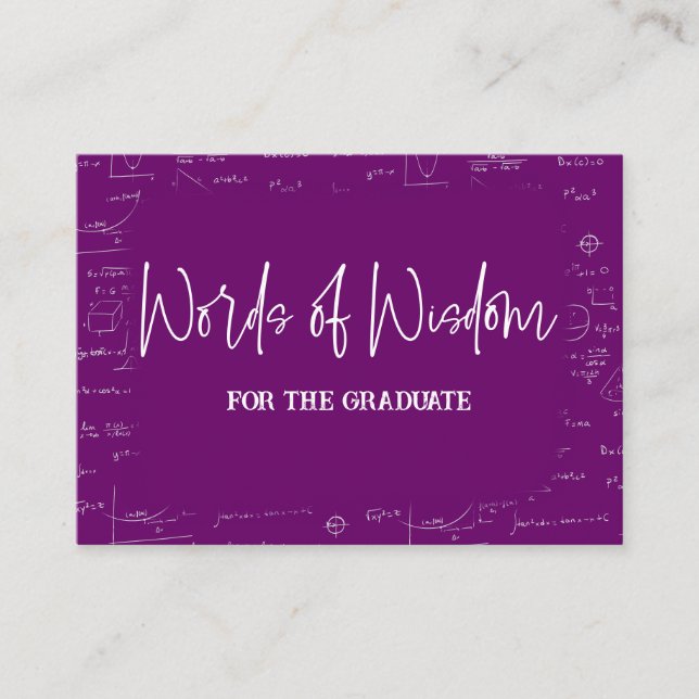 Carte D'accompagnement Words of Wisdom Purple Math Graduation Advise (Devant)