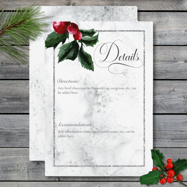 Carte D'accompagnement Wreath d'hiver & Red Cardinal Détails Mariage (Winter Wreath & Red Cardinal Details Wedding Enclosure Card)