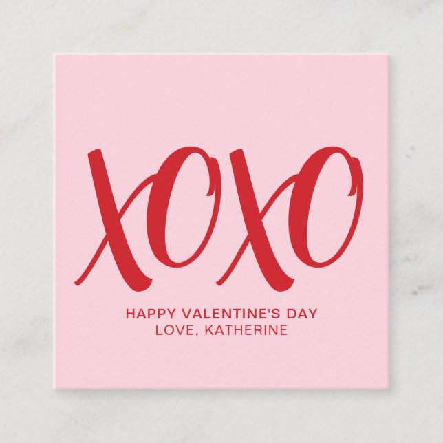 Carte D'accompagnement XOXO rose rouge mignon moderne coutume Saint Valen (Devant)