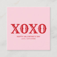 XOXO rose rouge typographie mignonne Saint Valenti
