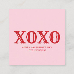 Carte D'accompagnement XOXO rose rouge typographie mignonne Saint Valenti