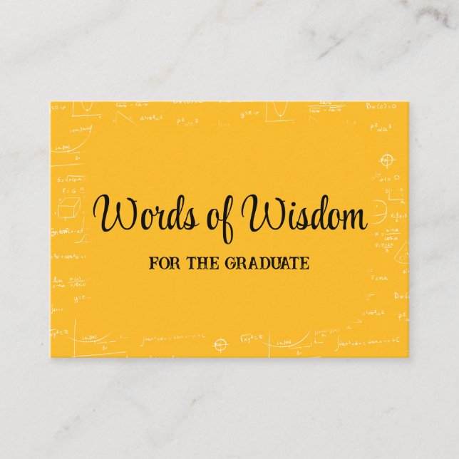 Carte D'accompagnement Yellow Black Graduate Words of Wisdom Advice (Devant)