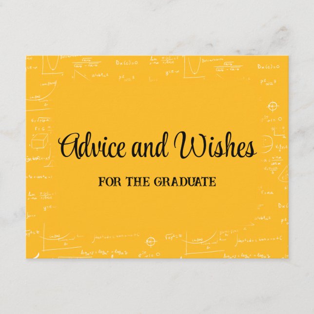 Carte D'accompagnement Yellow Math Graduation Party Advice for Graduate (Devant)