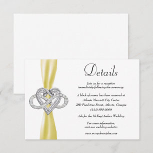 Carte D'accompagnement Yellow Ribbon Infinity Heart Détails du Mariage