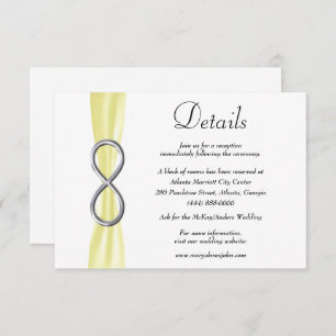 Carte D'accompagnement Yellow Ribbon Silver Infinity Détails du Mariage