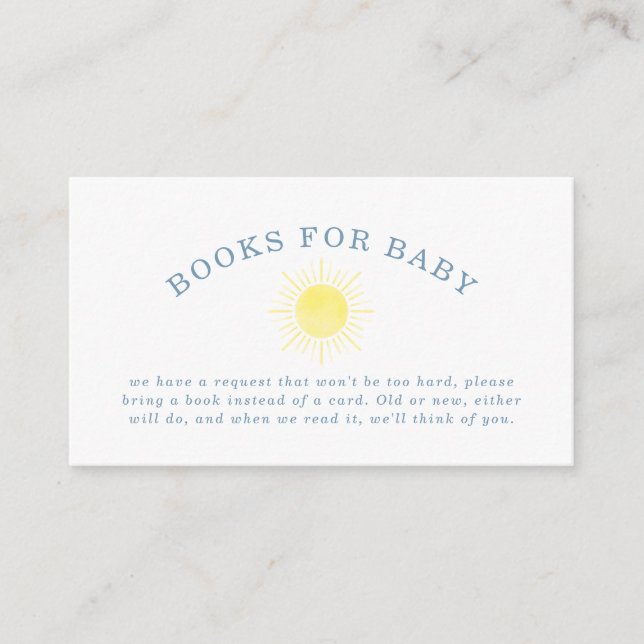 Carte D'accompagnement Yellow Sun Blue Gingham Baby Shower Books For Baby (Devant)