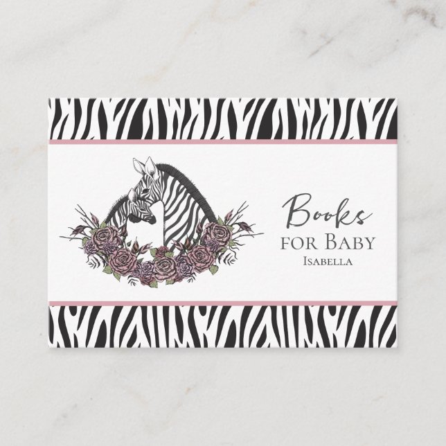 Carte D'accompagnement Zebra Safari Baby Shower Book Request (Devant)