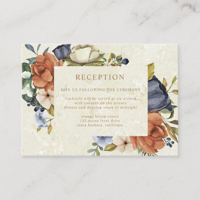 Carte D'accompagnement zephyr elegant floral wedding reception  (Devant)