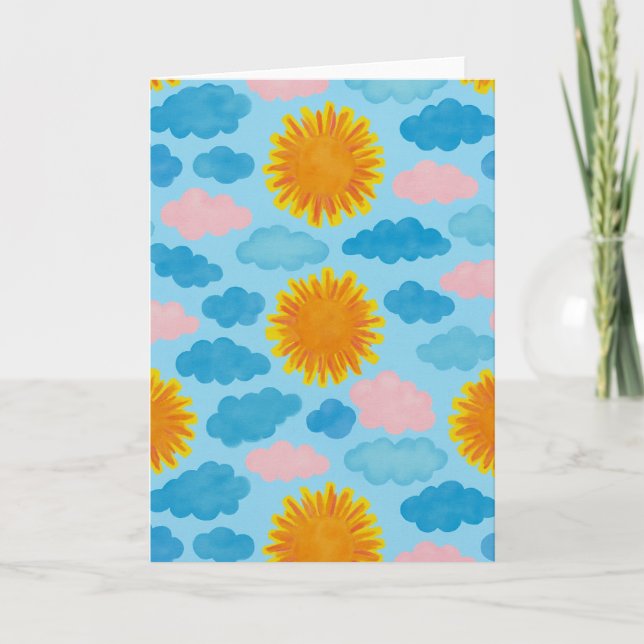 Carte d'accueil blanche Sunset Sunset Watercolor (Devant)