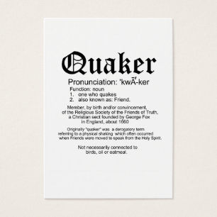 Carte d'accueil de définition de quaker