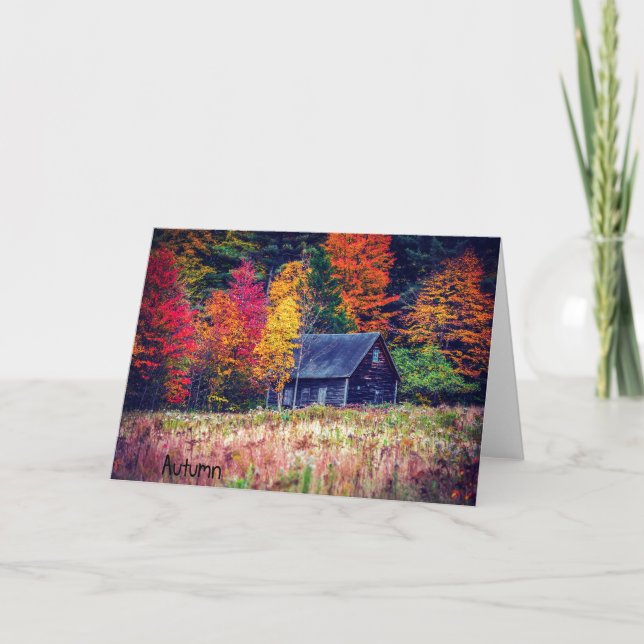 Carte d'accueil de l'automne Woods Shack (Devant)